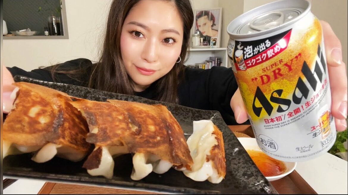 アサヒビール【生ジョッキ缶】🍺がヤバすぎ！with餃子만두/Dumpling Mukbang