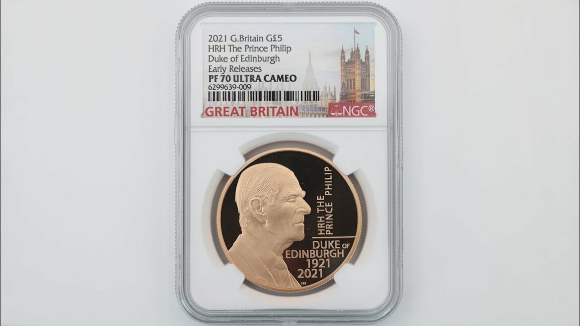 2021 英国 エディンバラ公爵 フィリップ殿下追悼記念 5ポンド 金貨 プルーフ NGC PF 70 UC ER 初鋳版 最高鑑定 元箱付 世界最安値！イギリス 金貨 6299639-009