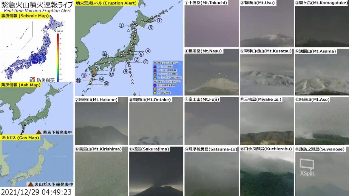 🔴緊急火山噴火速報ライブ The Real-time Volcano Eruption Alert in Japan