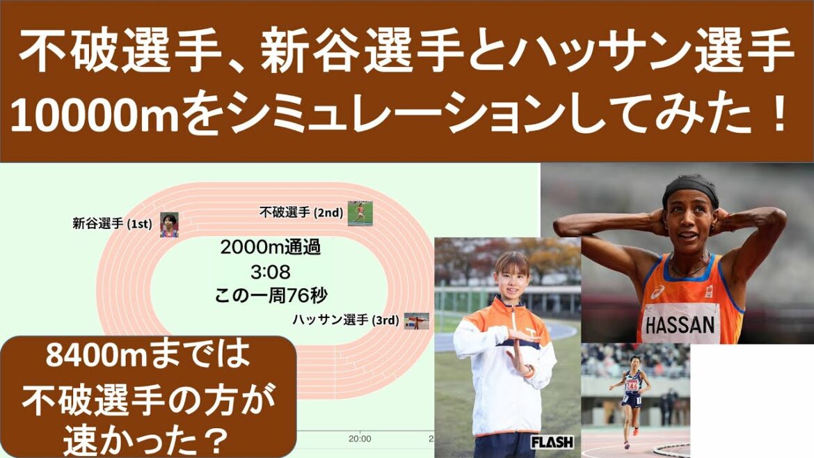 不破聖衣来選手、新谷仁美選手とハッサン選手(ドーハ世界陸上)の10000mを可視化！