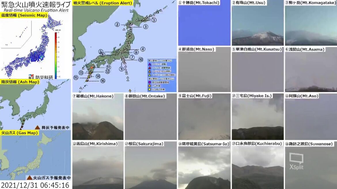 🔴緊急火山噴火速報ライブ The Real-time Volcano Eruption Alert in Japan
