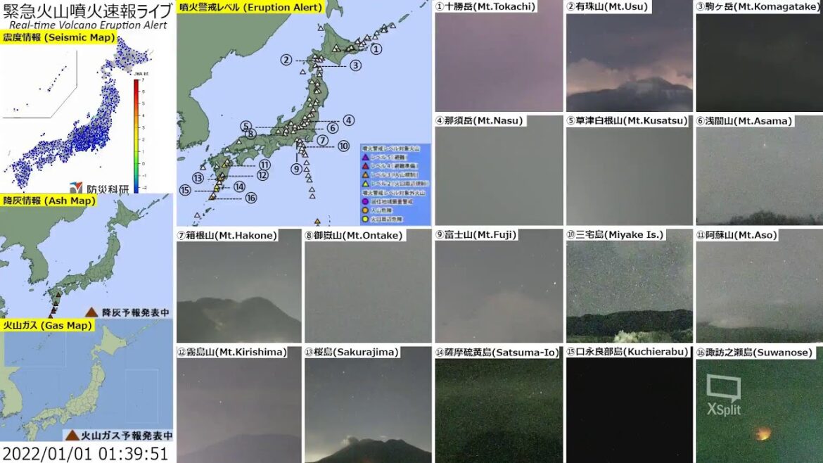 🔴緊急火山噴火速報ライブ The Real-time Volcano Eruption Alert in Japan