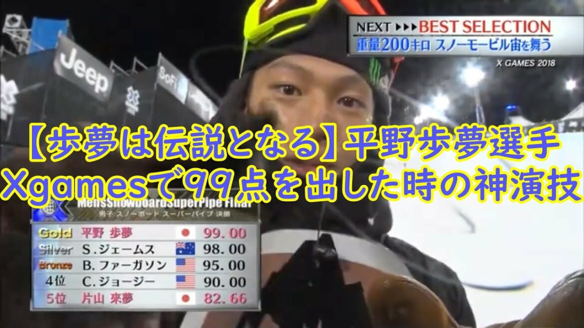 【日本人初のXgames優勝！】平野歩夢選手のXgames応援に向けて以前のXgamesで９９点を出した時の神演技をインタビューも含めて振り返る！　実況も大興奮！！　平野選手自画自賛♪
