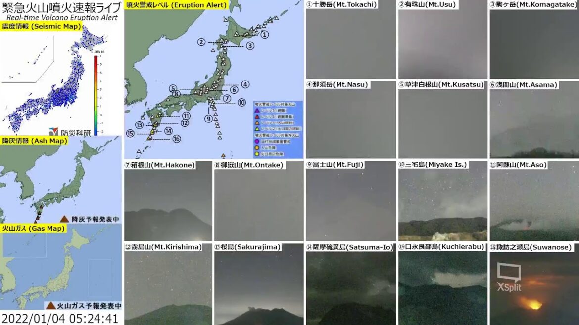 🔴緊急火山噴火速報ライブ The Real-time Volcano Eruption Alert in Japan