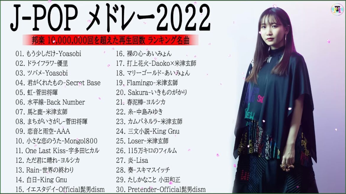 J-POP 最新曲ランキング 邦楽 2022🎶優里 、あいみょん、YOASOBI、米津玄師、ヨルシカ、菅田将暉、LISA、Official髭男dism ( Official Album 07 )