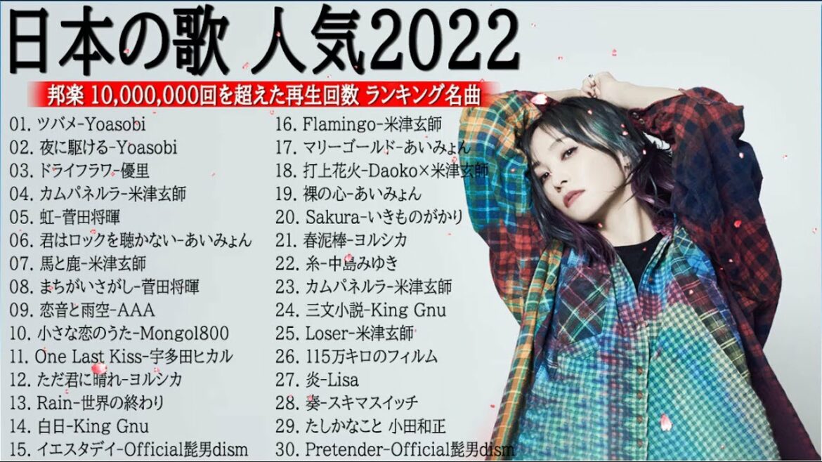 J-POP 最新曲ランキング 邦楽 2022🎅🎄🎅優里 、米津玄師、菅田将暉、YOASOBI、あいみょん、LISA、Official髭男dism、ヨルシカ ( Music Official 18 )