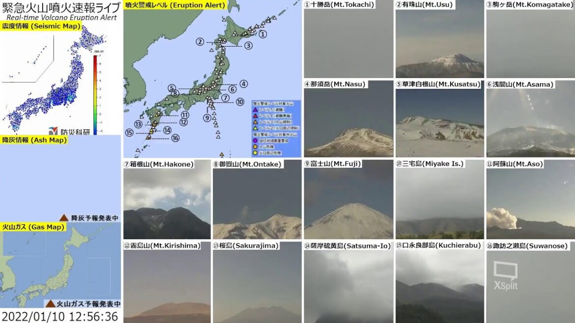 🔴緊急火山噴火速報ライブ The Real-time Volcano Eruption Alert in Japan