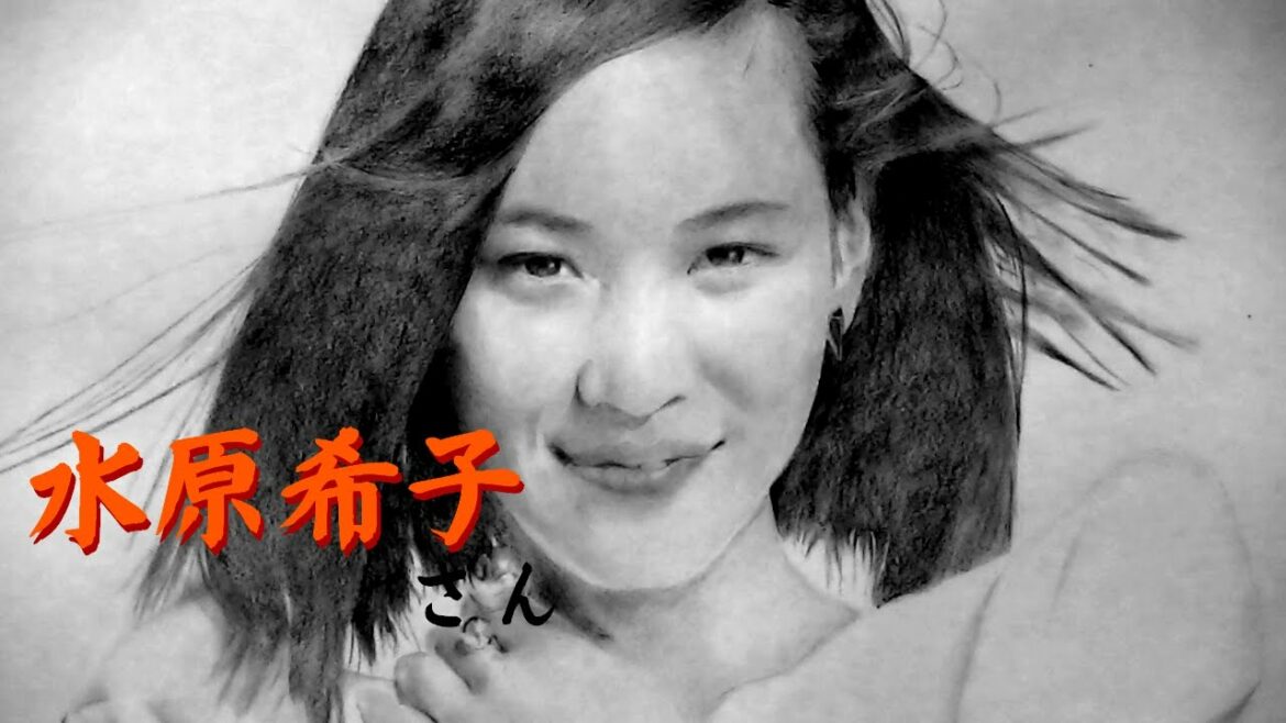 水原希子さんの似顔絵の鉛筆画－人物画の描き方