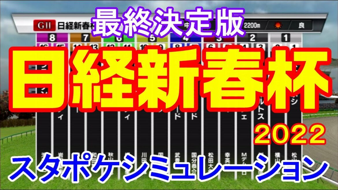 日経新春杯2022 シミュレーション最終決定版 【スタポケ】【競馬予想】枠順確定後 ステラヴェローチェ ヨーホーレイク クラヴェル フライライクバード ショウナンバルディ ダノンマジェスティ