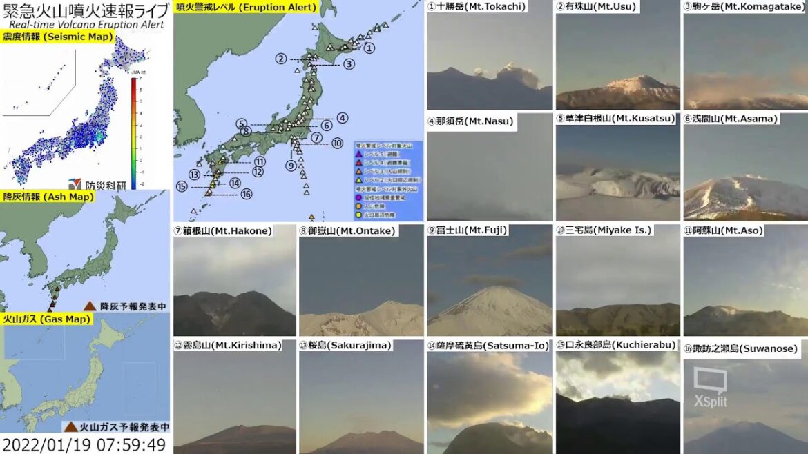 🔴緊急火山噴火速報ライブ The Real-time Volcano Eruption Alert in Japan