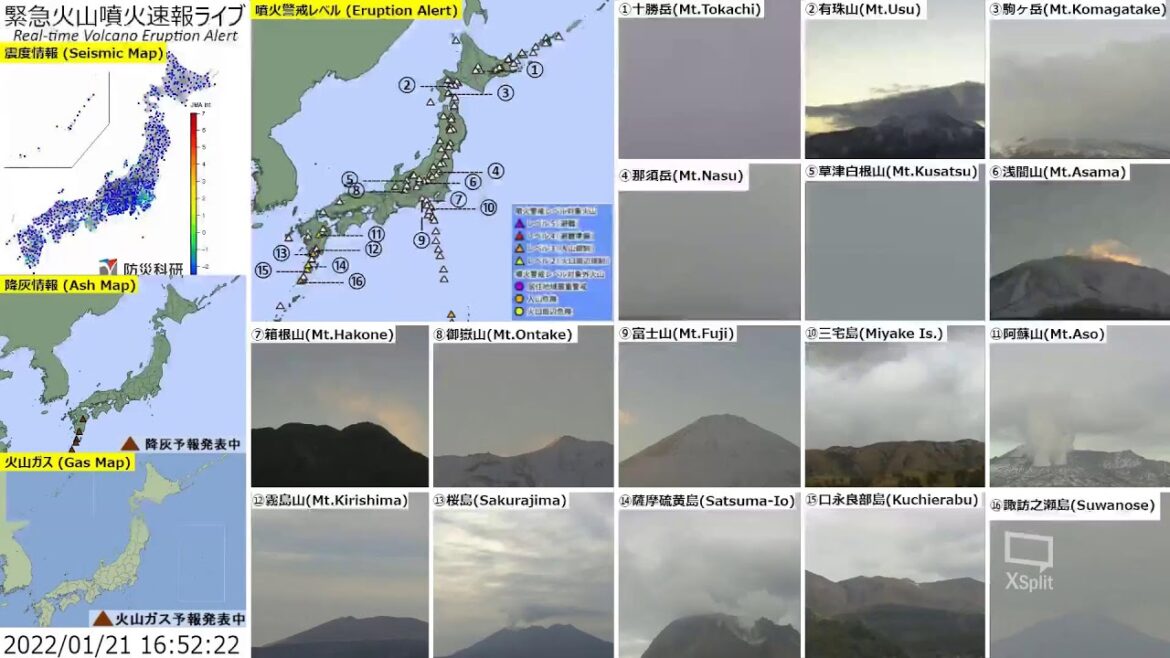 🔴緊急火山噴火速報ライブ The Real-time Volcano Eruption Alert in Japan