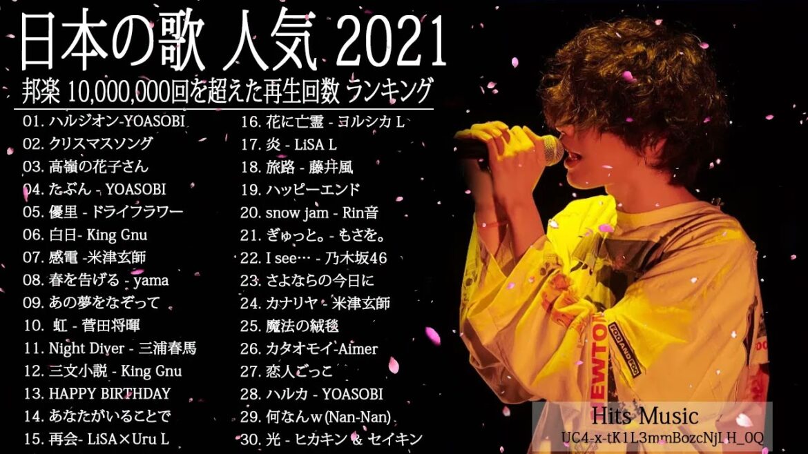 2021 年 ヒット曲 ランキング🎅優里 、米津玄師、菅田将暉、YOASOBI、あいみょん、LISA、ヨルシカ