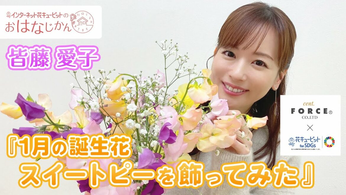 「1月の誕生花スイートピーを飾ってみた」花キューピットの“おはなじかん ” ｜セント・フォースタイアップ企画