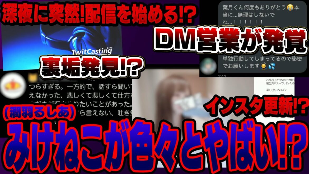 【緊急】潤羽るしあ事『みけねこ』が深夜に突然の配信！？営業DMも暴露！？普通に復帰してて色々やばい事に…