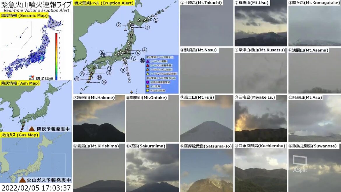 🔴緊急火山噴火速報ライブ The Real-time Volcano Eruption Alert in Japan