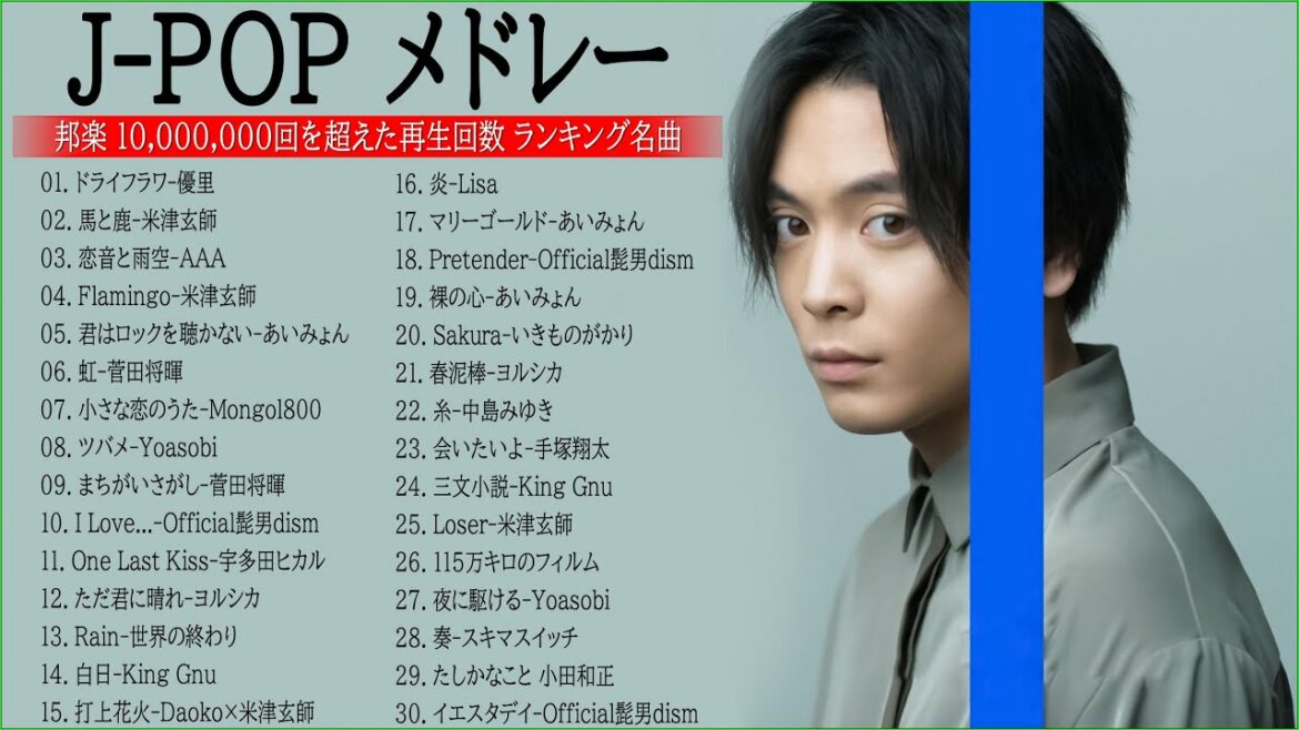 有名曲J-POPメドレー『2022最新版』🎶日本最高の歌メドレー || 優里、 YOASOBI、あいみょん、米津玄師 、宇多田ヒカル、ヨルシカ　 ( Music Official 12 )