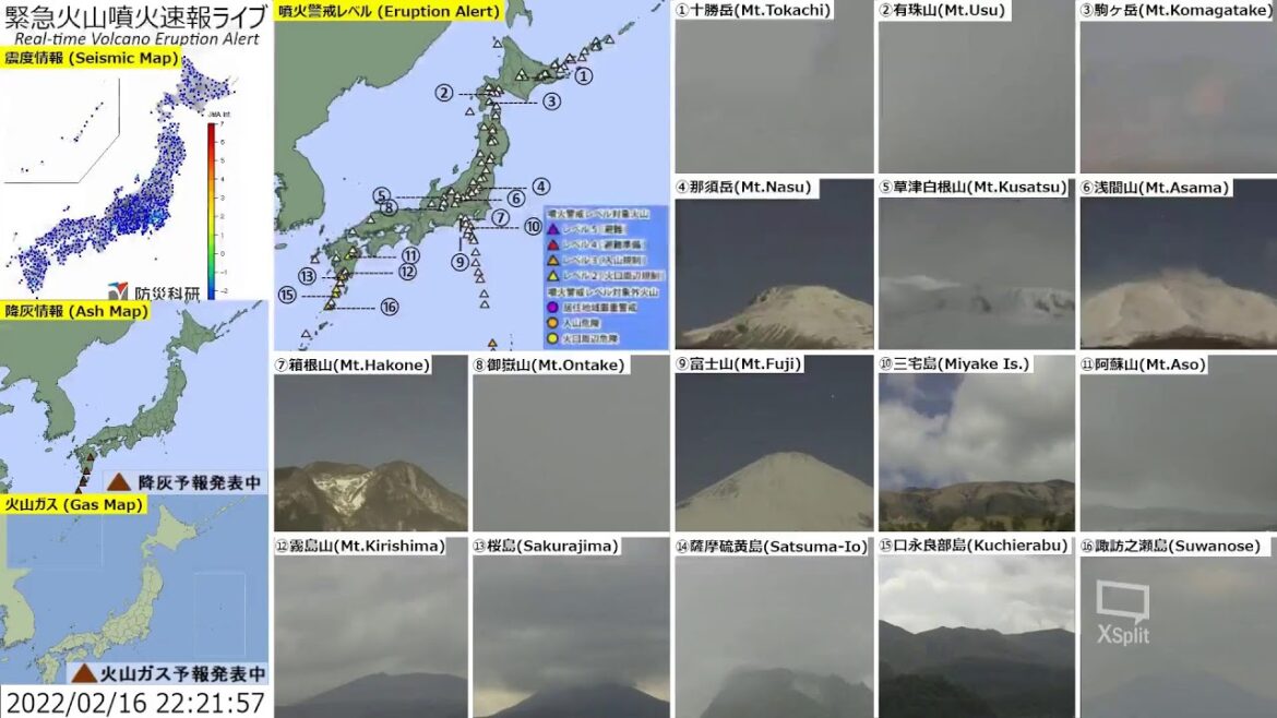 🔴緊急火山噴火速報ライブ The Real-time Volcano Eruption Alert in Japan
