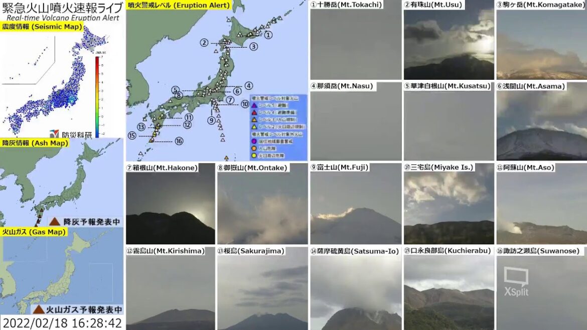🔴緊急火山噴火速報ライブ The Real-time Volcano Eruption Alert in Japan