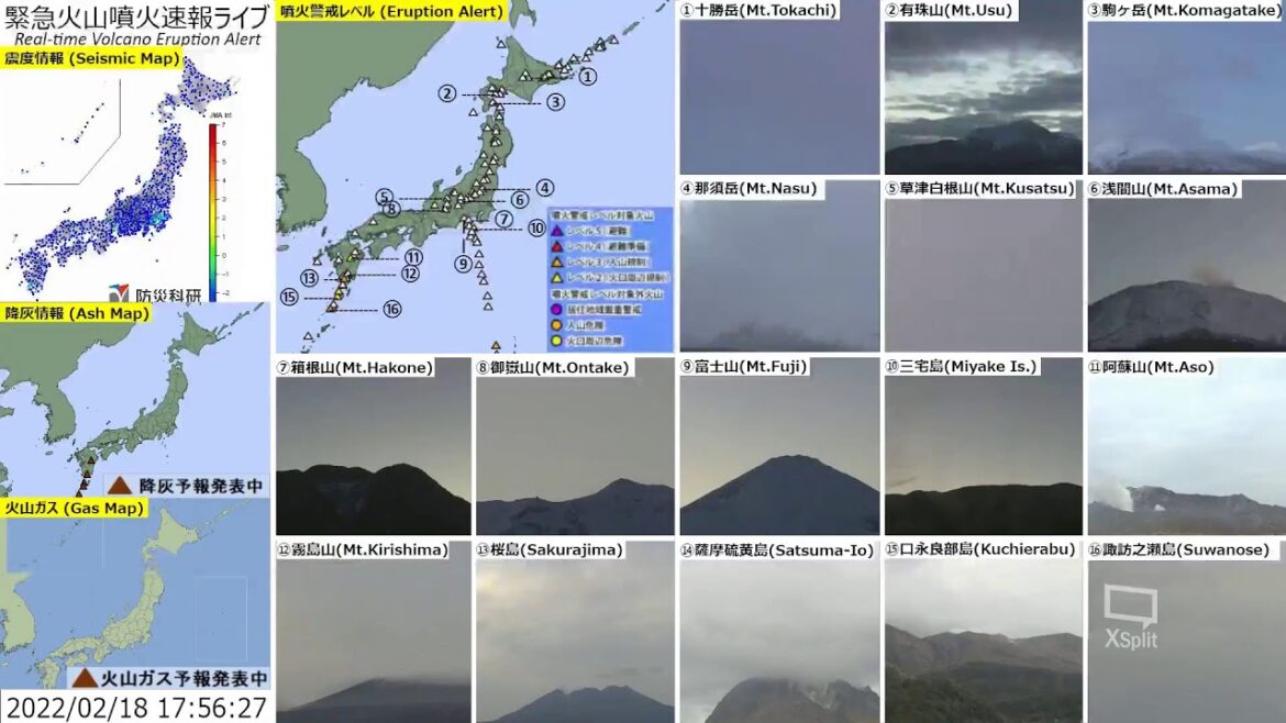 🔴緊急火山噴火速報ライブ The Real-time Volcano Eruption Alert in Japan
