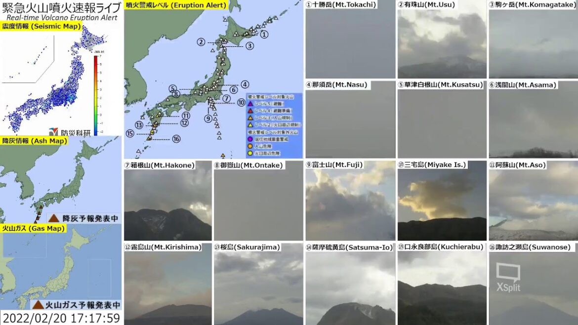 🔴緊急火山噴火速報ライブ The Real-time Volcano Eruption Alert in Japan