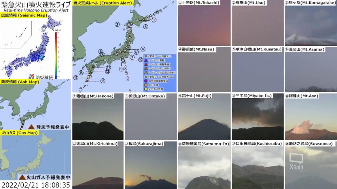 🔴緊急火山噴火速報ライブ The Real-time Volcano Eruption Alert in Japan