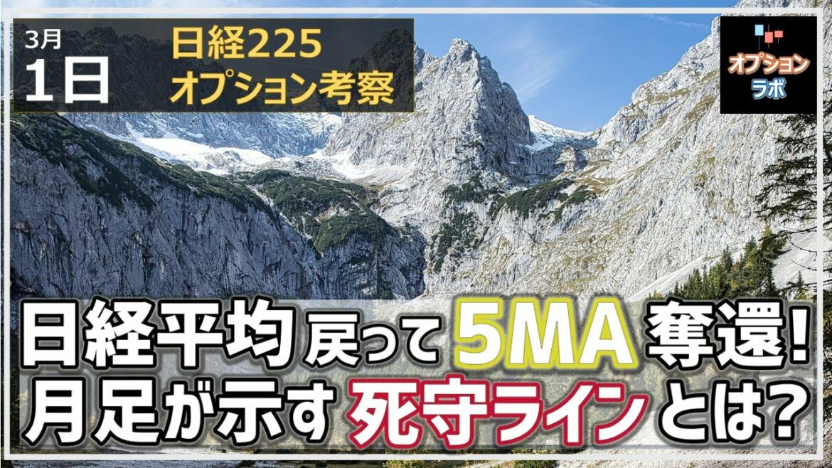 【日経225オプション考察】3/1 日経平均 底固く戻り開始で５MA奪還！ 確定した月足が示す絶対死守ラインとは？