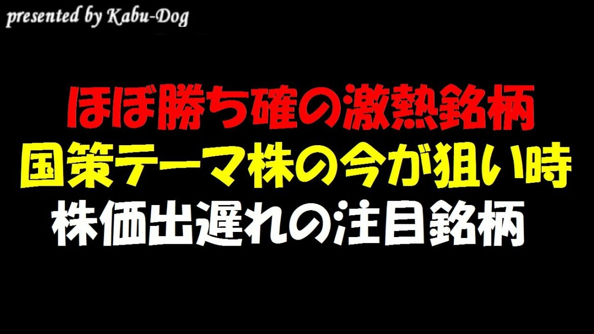 【ほぼ勝ち確の激熱銘柄】国策テーマ株の今が狙い時！株価出遅れの注目銘柄