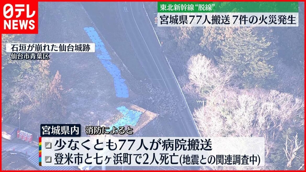 【宮城の被害状況】７７人搬送  火災７件  停電や断水も