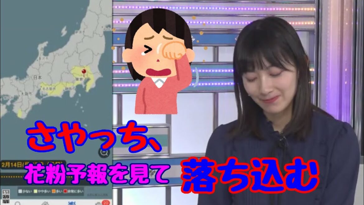 【檜山沙耶】さやっち、花粉予報を見て落ち込む【ウェザーニュース】