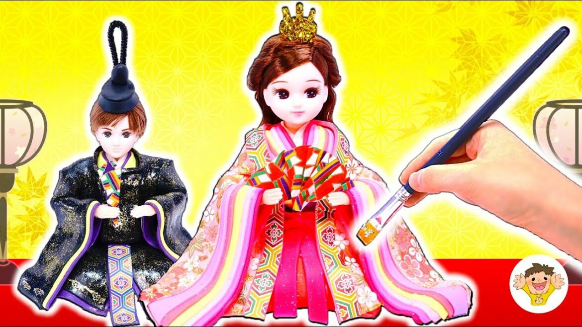 リカちゃん お雛様をDIY❤粘土の手作り着物で雛人形に変身⭐ハルトくんお内裏様とひなまつり♪おもちゃ 人形 アニメ