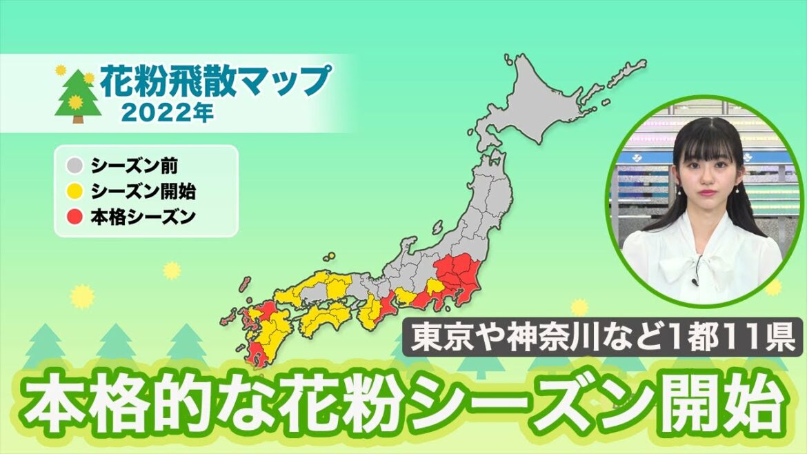 東京や神奈川など1都11県で花粉飛散が本格化
