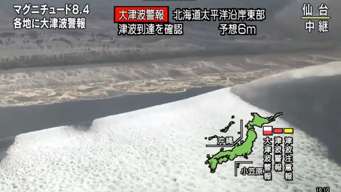 津波地震ライブ！逃げ惑う飲み込まれた人々と自動車2！緊急地震速報　瞬間　中継　仙台湾　東日本大震災　Tsunami earthquake live!