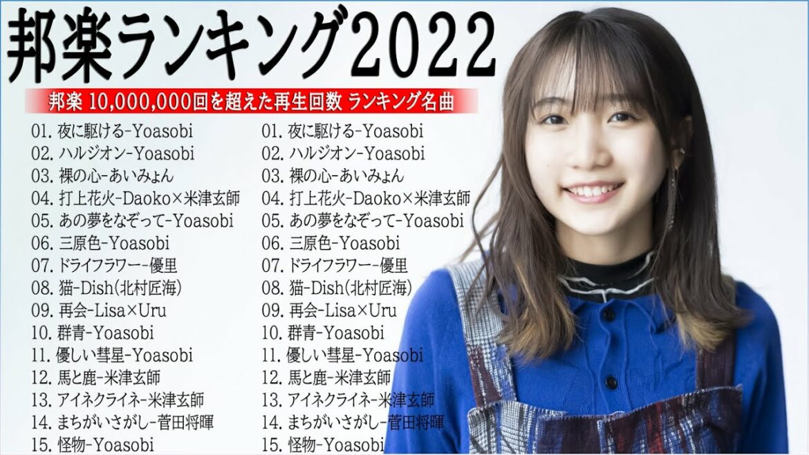 有名曲J-POPメドレー『2022最新版』🍒日本最高の歌メドレー || YOASOBI、米津玄師 、LISA 、優里、 あいみょん、宇多田ヒカル、ヨルシカ　 ( Music Official  )