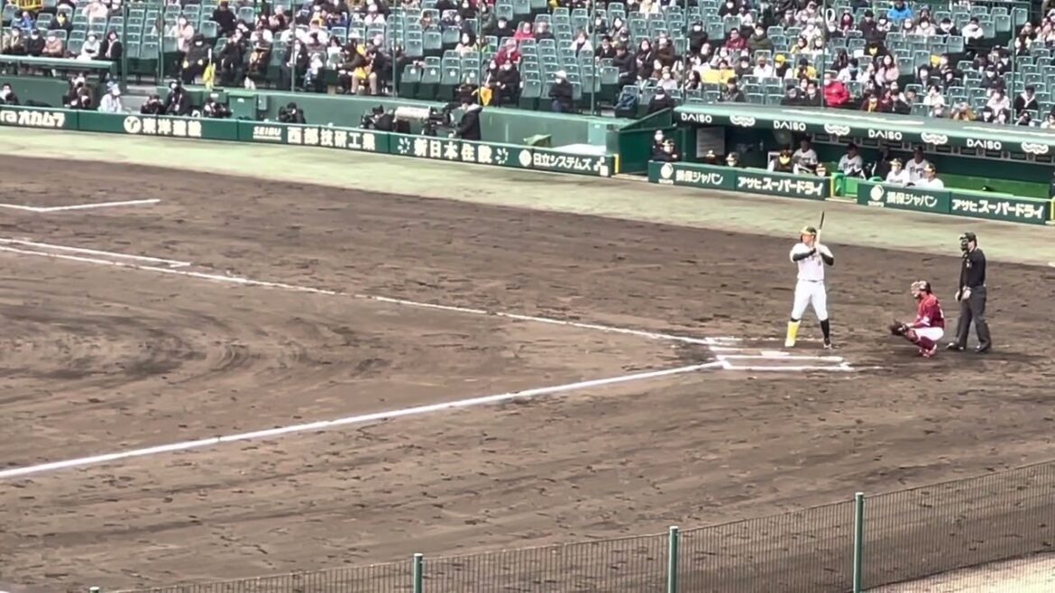 【あわやﾎｰﾑﾗﾝ？弾丸ライナー炸裂】佐藤輝明選手 第3打席フェンス直撃ツーベースヒット✨応援歌🏟22.3.4.阪神甲子園球場@ﾌﾞﾘｰｽﾞｼｰﾄ