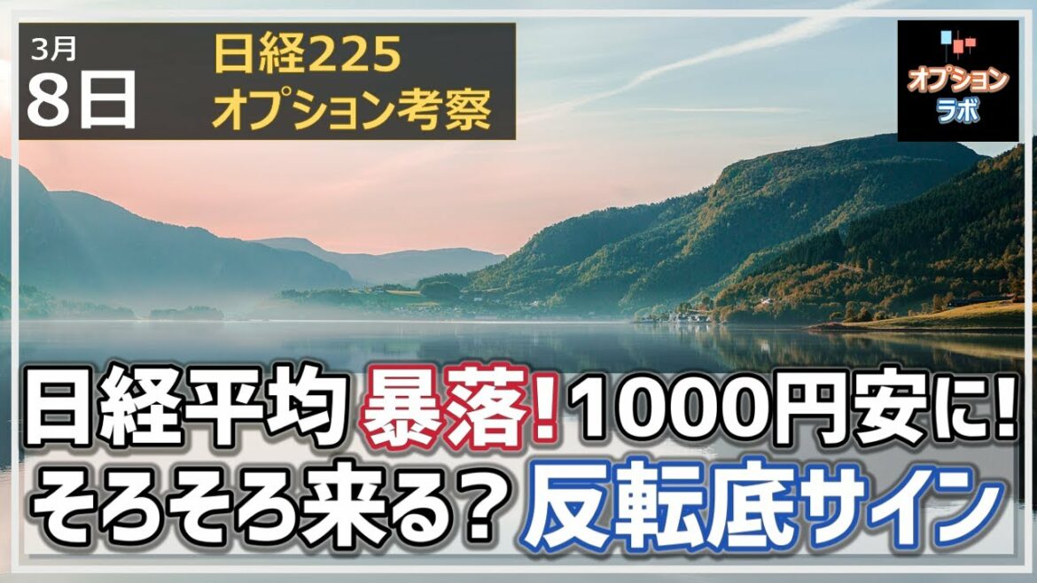 【日経225オプション考察】3/8 日経平均暴落！一時1000円安に迫る厳しい動きに。しかしそろそろ反転を示唆するサインが出てきた！？