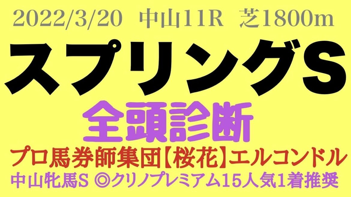 エルコンドル氏のスプリングステークス2022全頭診断！3着までに皐月賞優先出走権！！皐月賞に向けて熱い戦い始まる！　プロ馬券師集団『桜花』