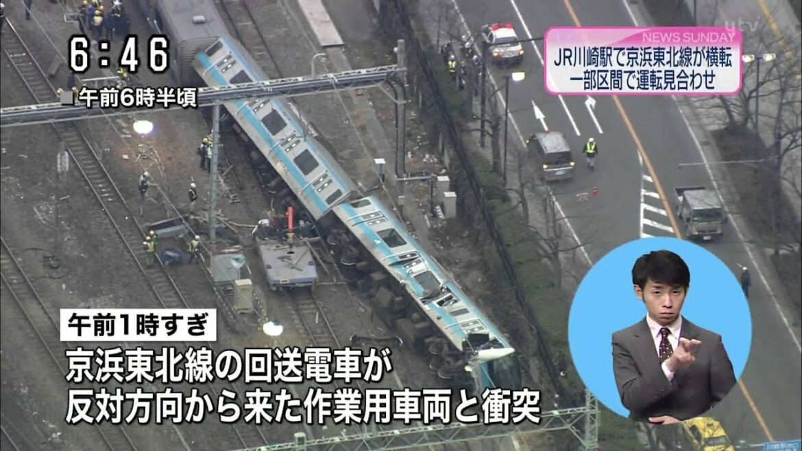 2014 02 23 0645 JR川崎駅で京浜東北線が横転