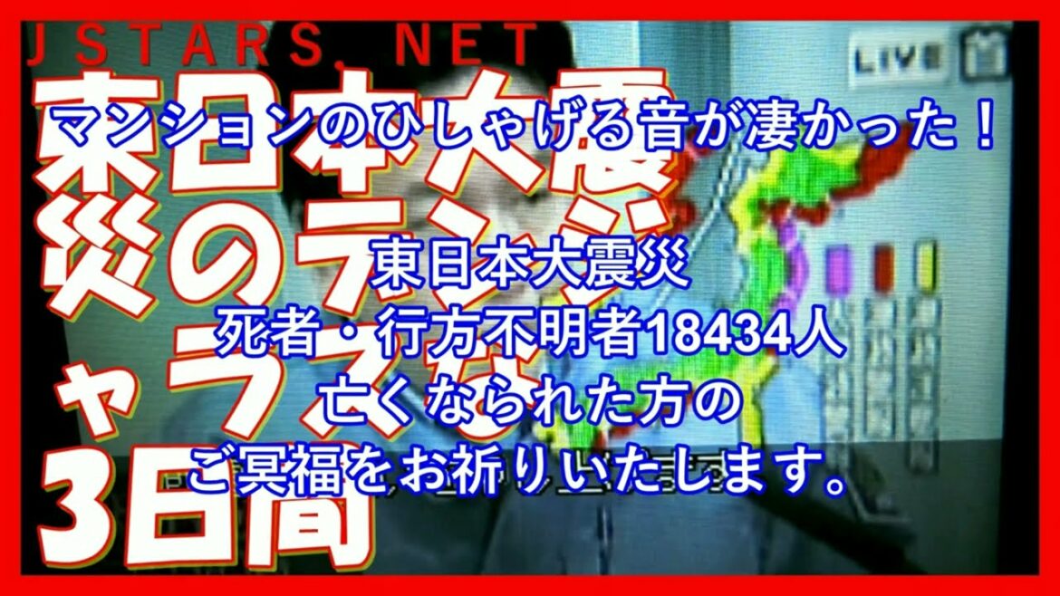 東日本大震災追悼動画津波地震14！逃げ惑う飲み込まれた人々と自動車！緊急地震速報　瞬間　JAPAN Tsunami earthquake live!