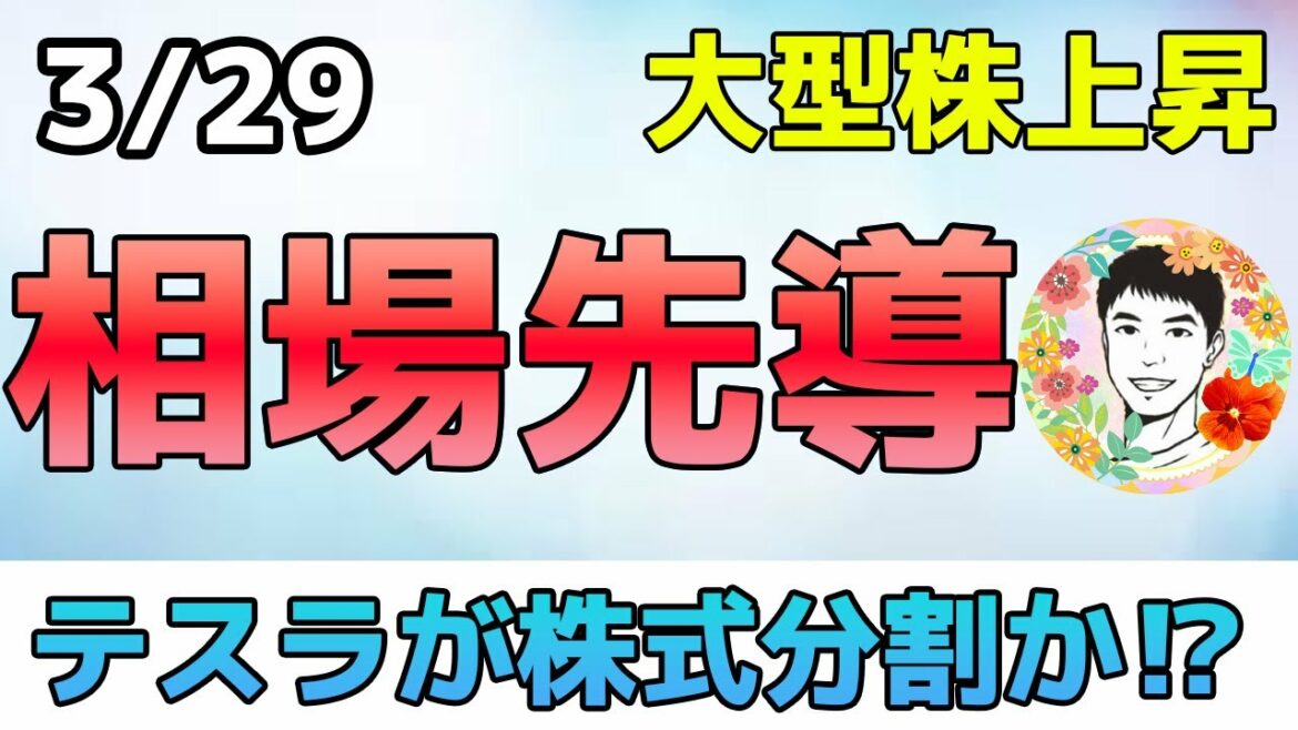 テスラが株式分割で８%上昇！大型株先導で強いマーケットに戻るか？【3/29 米国株ニュース】