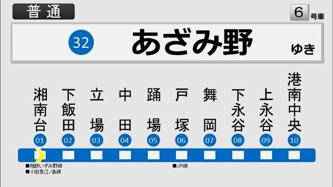 [車内放送/架空LCD] ブルーライン 普通 湘南台→あざみ野