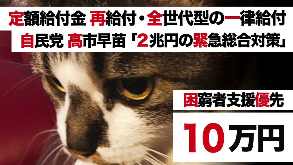 【特別定額給付金 再給付・全世代型 一律給付】自民党 高市早苗 緊急経済対策 2兆円検討「生活困窮者支援 最優先」公明党 竹内政調会長「原油対策で終わる 補正予算を」