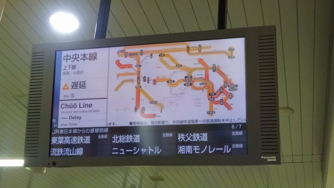 【関東大雪】 鉄道運行状況案内LCD 2014/2/09