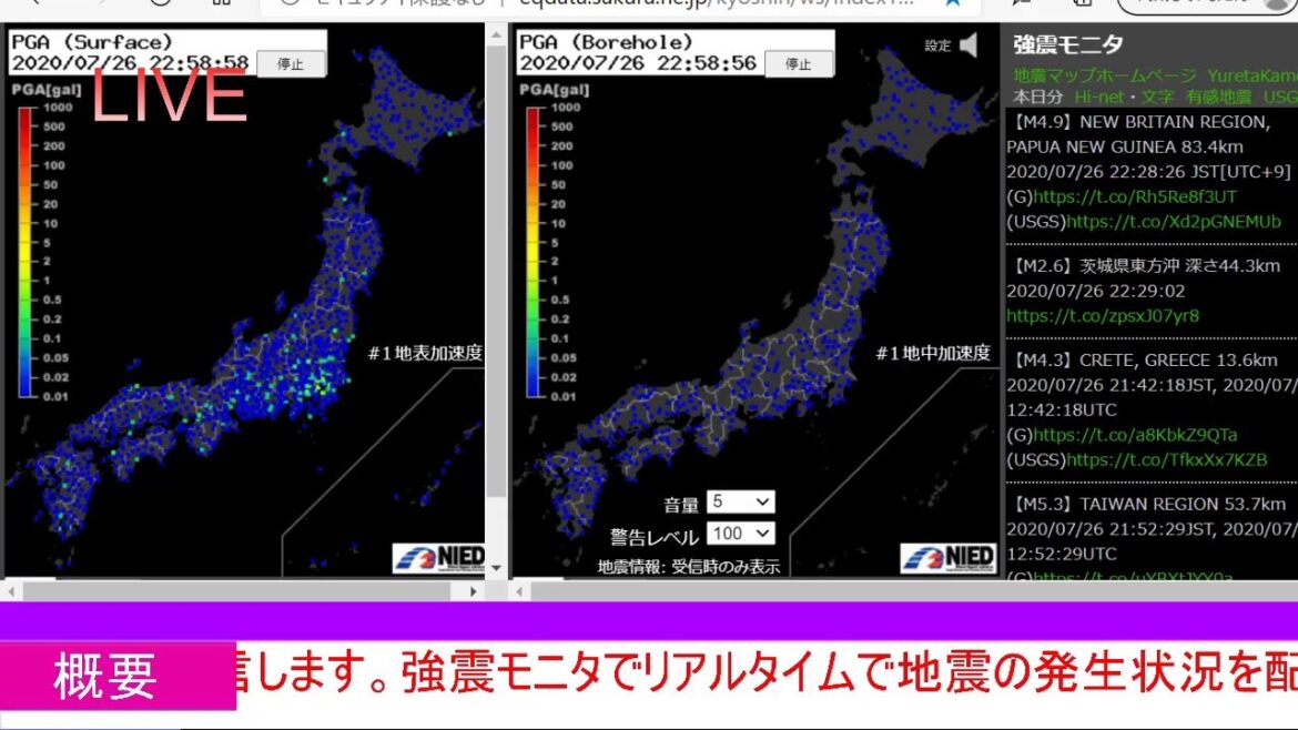 強震モニタ配信