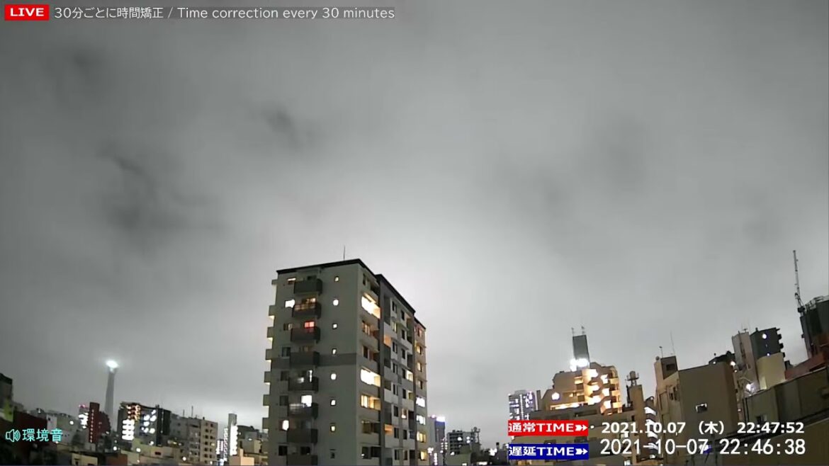 東京　地震　震度5の瞬間　2021/10/07　22時41分　ライブカメラBより