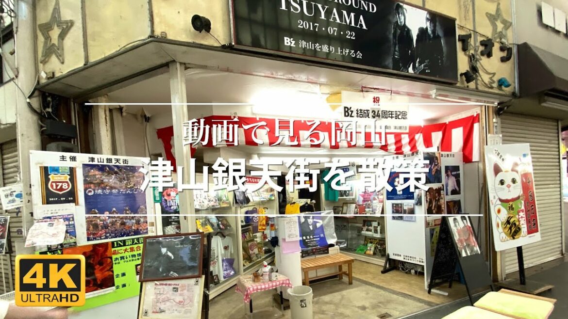【4K動画で見る岡山】B'z稲葉浩志さんの出身地 津山銀天街を散策 2022月4月9日