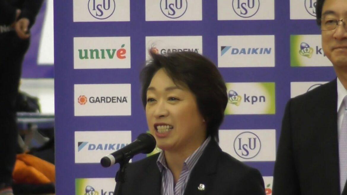 日本スケート連盟会長橋本聖子さんあいさつ。ワールドカップスピードスケート帯広大会、2018/11/16。