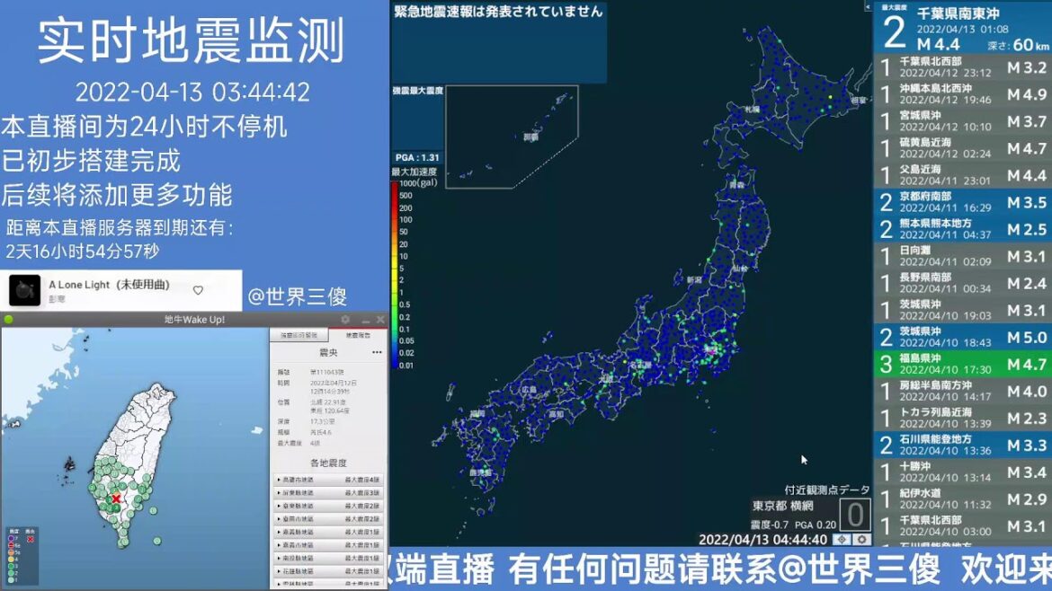 實時地震監測 / リアルタイム地震監視/ Real-time earthquake monitoring