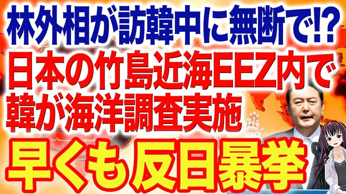 【反応】「岸田文雄首相の顔におもいっきり泥を塗られた」林外相が大統領就任式に出席中、EEZ内で韓国が無断で海洋調査 【反応】「岸田文雄首相の顔におもいっきり泥を塗られた」林外相が大統領就任式に出席中、EEZ内で韓国が無断で海洋調査