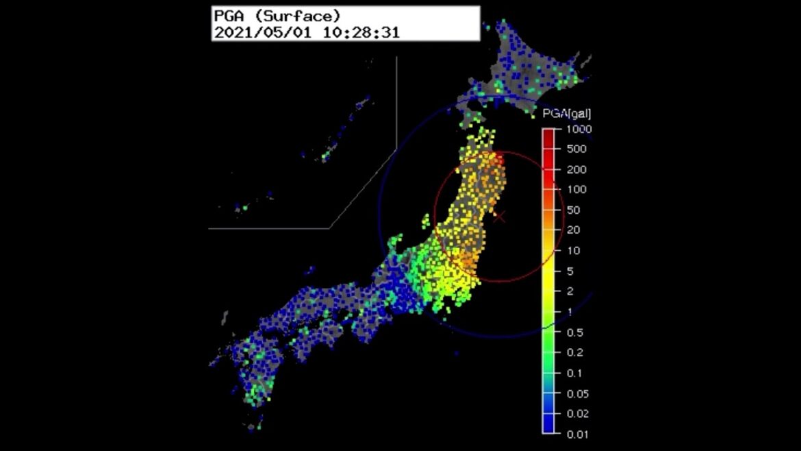 【強震モニタ】宮城県中部震度5強 M6.6
