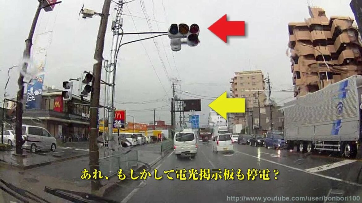 【落雷!?】信号停電！約1kmに渡って5ヶ所連続 2014/06/29（埼玉県和光市）ドライブレコーダー